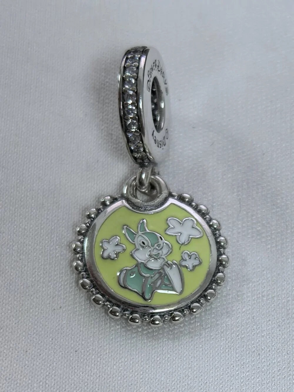 Pandora Silver Green Bunny Enamel Dangle Charm